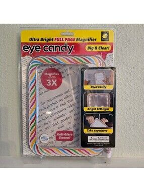 BulbHead Eye Candy 3X Full Page LED Magnifier Anti-Glare NEW